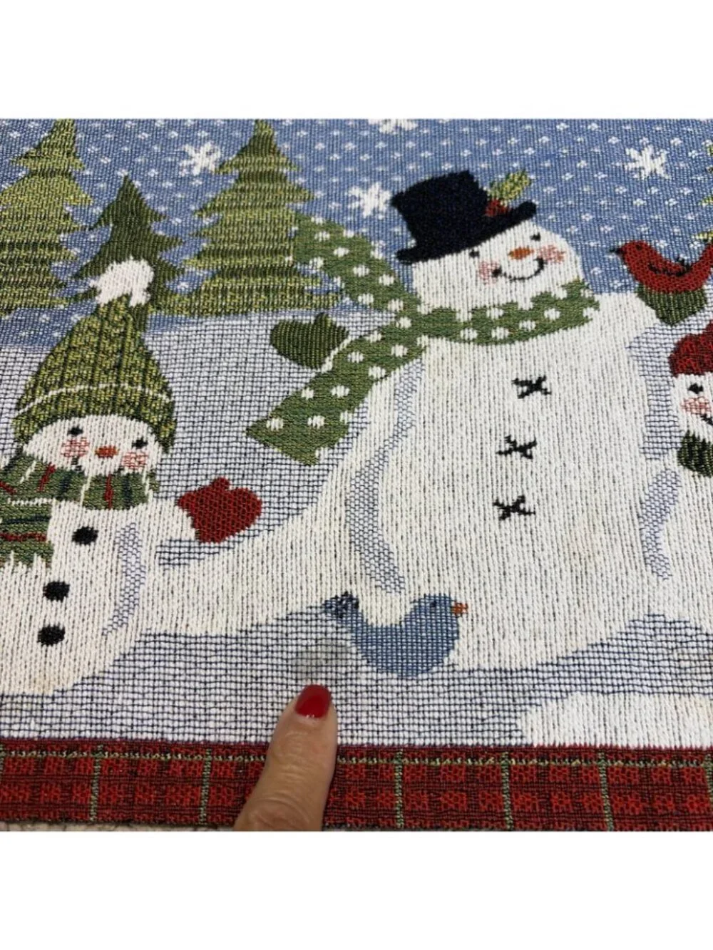 Set of 4 Christmas Snowman Tapestry Placemats 19X12 Colorful Winter Snow Holiday